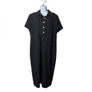 J.Crew Taglio 1900 Italian Stretch Wool Black Midi Dress